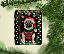 Load image into Gallery viewer, Pug Christmas Porcelain Ornament