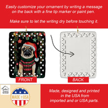 Load image into Gallery viewer, Pug Christmas Porcelain Ornament