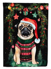 Load image into Gallery viewer, Pug Christmas Garden Flag – Cozy Dog Holiday Decor with Tree &amp; Presents
