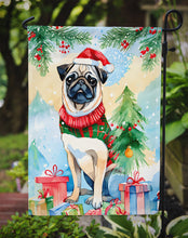 Load image into Gallery viewer, Pug Christmas Garden Flag – Cozy Dog Holiday Decor with Tree &amp; Presents
