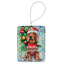 Load image into Gallery viewer, Redbone Coonhound Christmas Porcelain Ornament