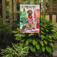Load image into Gallery viewer, Redbone Coonhound Christmas Garden Flag – Cozy Dog Holiday Decor with Tree &amp; Presents