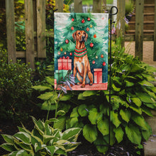 Load image into Gallery viewer, Rhodesian Ridgeback Christmas Garden Flag – Cozy Dog Holiday Decor with Tree &amp; Presents