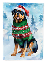 Load image into Gallery viewer, Rottweiler Christmas Garden Flag – Cozy Dog Holiday Decor with Tree &amp; Presents