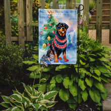 Load image into Gallery viewer, Rottweiler Christmas Garden Flag – Cozy Dog Holiday Decor with Tree &amp; Presents