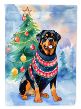 Load image into Gallery viewer, Rottweiler Christmas Garden Flag – Cozy Dog Holiday Decor with Tree &amp; Presents