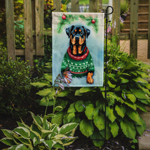 Load image into Gallery viewer, Rottweiler Christmas Garden Flag – Cozy Dog Holiday Decor with Tree &amp; Presents
