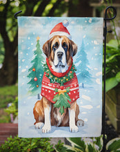 Load image into Gallery viewer, Saint Bernard Christmas Garden Flag – Cozy Dog Holiday Decor with Tree &amp; Presents