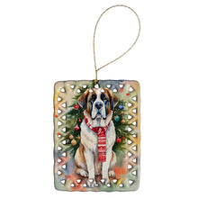 Load image into Gallery viewer, Saint Bernard Christmas Porcelain Ornament
