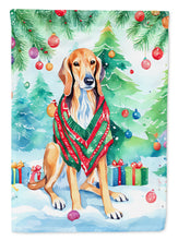 Load image into Gallery viewer, Saluki Christmas Garden Flag – Cozy Dog Holiday Decor with Tree &amp; Presents