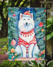 Load image into Gallery viewer, Samoyed Christmas Garden Flag – Cozy Dog Holiday Decor with Tree &amp; Presents