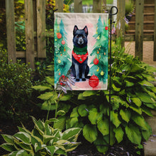 Load image into Gallery viewer, Schipperke Christmas Garden Flag – Cozy Dog Holiday Decor with Tree &amp; Presents