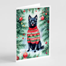 Load image into Gallery viewer, Schipperke Christmas Greeting Cards - Blank Note Cards – 8-Pack of Artist-Designed Cards with Envelopes