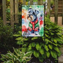 Load image into Gallery viewer, Schnauzer Christmas Garden Flag – Cozy Dog Holiday Decor with Tree &amp; Presents