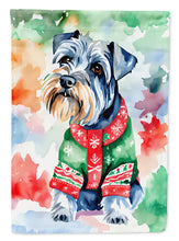 Load image into Gallery viewer, Schnauzer Christmas Garden Flag – Cozy Dog Holiday Decor with Tree &amp; Presents