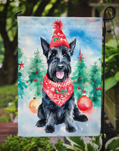 Load image into Gallery viewer, Scottish Terrier Christmas Garden Flag – Cozy Dog Holiday Decor with Tree &amp; Presents