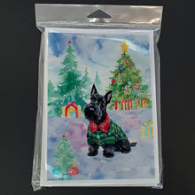 Load image into Gallery viewer, Scottish Terrier Christmas Greeting Cards - Blank Note Cards – 8-Pack of Artist-Designed Cards with Envelopes