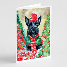 Load image into Gallery viewer, Scottish Terrier Christmas Greeting Cards - Blank Note Cards – 8-Pack of Artist-Designed Cards with Envelopes