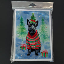 Load image into Gallery viewer, Scottish Terrier Christmas Greeting Cards - Blank Note Cards – 8-Pack of Artist-Designed Cards with Envelopes