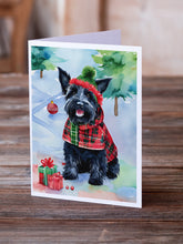 Load image into Gallery viewer, Scottish Terrier Christmas Greeting Cards - Blank Note Cards – 8-Pack of Artist-Designed Cards with Envelopes