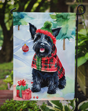 Load image into Gallery viewer, Scottish Terrier Christmas Garden Flag – Cozy Dog Holiday Decor with Tree &amp; Presents