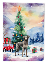 Load image into Gallery viewer, Scottish Deerhound Christmas Garden Flag – Cozy Dog Holiday Decor with Tree &amp; Presents
