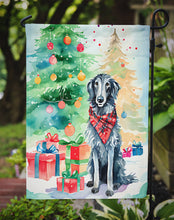 Load image into Gallery viewer, Scottish Deerhound Christmas Garden Flag – Cozy Dog Holiday Decor with Tree &amp; Presents