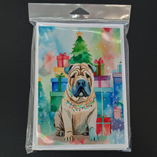 Load image into Gallery viewer, Shar Pei Christmas Greeting Cards - Blank Note Cards – 8-Pack of Artist-Designed Cards with Envelopes