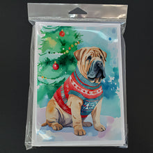 Load image into Gallery viewer, Shar Pei Christmas Greeting Cards - Blank Note Cards – 8-Pack of Artist-Designed Cards with Envelopes
