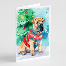 Load image into Gallery viewer, Shar Pei Christmas Greeting Cards - Blank Note Cards – 8-Pack of Artist-Designed Cards with Envelopes