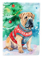 Load image into Gallery viewer, Shar Pei Christmas Garden Flag – Cozy Dog Holiday Decor with Tree &amp; Presents