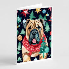 Load image into Gallery viewer, Shar Pei Christmas Greeting Cards - Blank Note Cards – 8-Pack of Artist-Designed Cards with Envelopes
