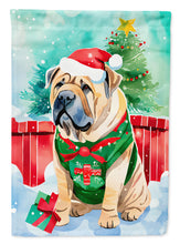 Load image into Gallery viewer, Shar Pei Christmas Garden Flag – Cozy Dog Holiday Decor with Tree &amp; Presents