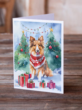 Load image into Gallery viewer, Sheltie Christmas Greeting Cards - Blank Note Cards – 8-Pack of Artist-Designed Cards with Envelopes