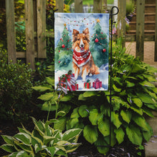 Load image into Gallery viewer, Sheltie Christmas Garden Flag – Cozy Dog Holiday Decor with Tree &amp; Presents