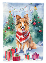Load image into Gallery viewer, Sheltie Christmas Garden Flag – Cozy Dog Holiday Decor with Tree &amp; Presents