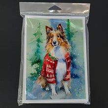 Load image into Gallery viewer, Sheltie Christmas Greeting Cards - Blank Note Cards – 8-Pack of Artist-Designed Cards with Envelopes