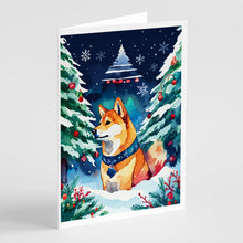 Load image into Gallery viewer, Shiba Inu Christmas Greeting Cards - Blank Note Cards – 8-Pack of Artist-Designed Cards with Envelopes