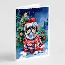 Load image into Gallery viewer, Shih Tzu Christmas Greeting Cards - Blank Note Cards – 8-Pack of Artist-Designed Cards with Envelopes