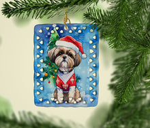 Load image into Gallery viewer, Shih Tzu Christmas Porcelain Ornament