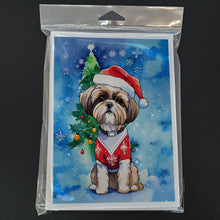 Load image into Gallery viewer, Shih Tzu Christmas Greeting Cards - Blank Note Cards – 8-Pack of Artist-Designed Cards with Envelopes