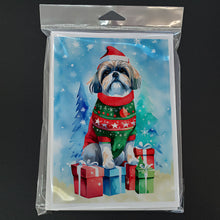 Load image into Gallery viewer, Shih Tzu Christmas Greeting Cards - Blank Note Cards – 8-Pack of Artist-Designed Cards with Envelopes