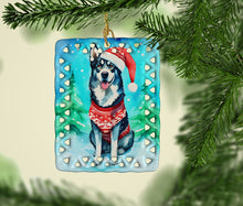 Load image into Gallery viewer, Siberian Husky Christmas Porcelain Ornament