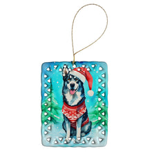 Load image into Gallery viewer, Siberian Husky Christmas Porcelain Ornament