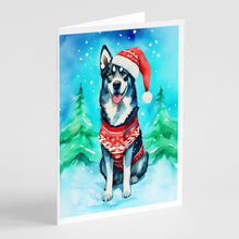 Load image into Gallery viewer, Siberian Husky Christmas Greeting Cards - Blank Note Cards – 8-Pack of Artist-Designed Cards with Envelopes