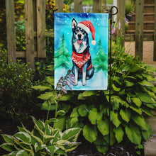 Load image into Gallery viewer, Siberian Husky Christmas Garden Flag – Cozy Dog Holiday Decor with Tree &amp; Presents