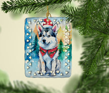 Load image into Gallery viewer, Siberian Husky Christmas Porcelain Ornament