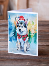 Load image into Gallery viewer, Siberian Husky Christmas Greeting Cards - Blank Note Cards – 8-Pack of Artist-Designed Cards with Envelopes