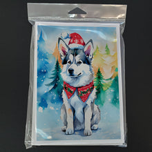 Load image into Gallery viewer, Siberian Husky Christmas Greeting Cards - Blank Note Cards – 8-Pack of Artist-Designed Cards with Envelopes