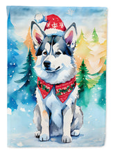 Load image into Gallery viewer, Siberian Husky Christmas Garden Flag – Cozy Dog Holiday Decor with Tree &amp; Presents